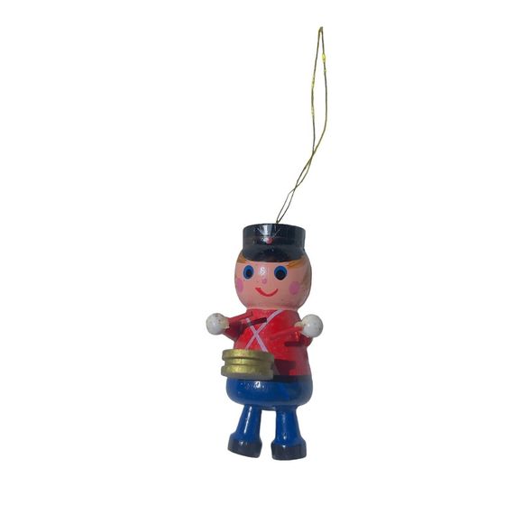 VTG 1970’s Drummer Boy Marching Band Wooden Christmas Tree Ornament Taiwan 3x2 - Picture 6 of 6